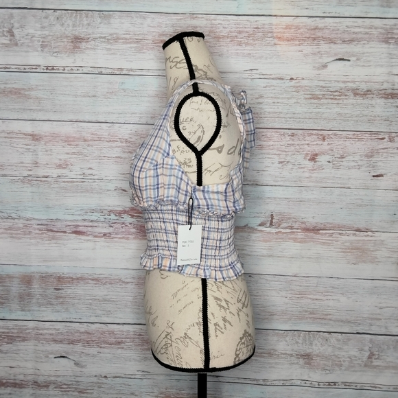 NWT Japna Halter top Blue Orange White Striped small - Picture 3 of 8